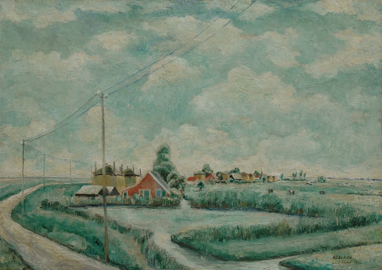 Lubbers A.  | Adriaan Lubbers, A Dutch poulder village, oil on canvas 66.0 x 92.3 cm, signed l.r. and dated 1942