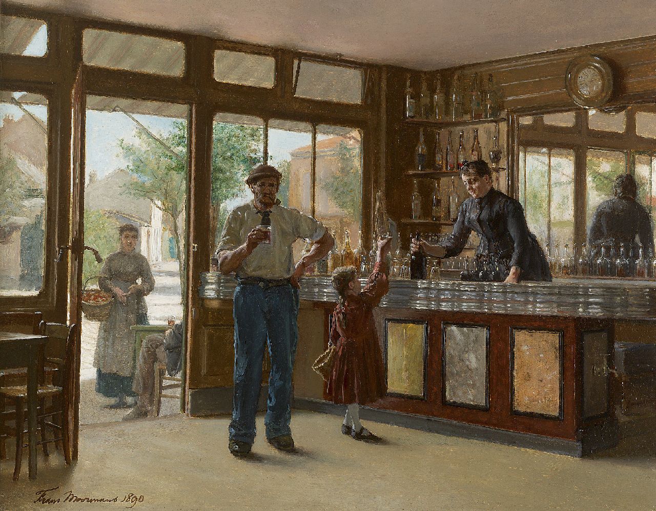 Moormans F.L.J.  | Franciscus Leonardus Johannes 'Frans' Moormans, Au comptoir, oil on panel 36.7 x 46.1 cm, signed l.l. and dated 1890