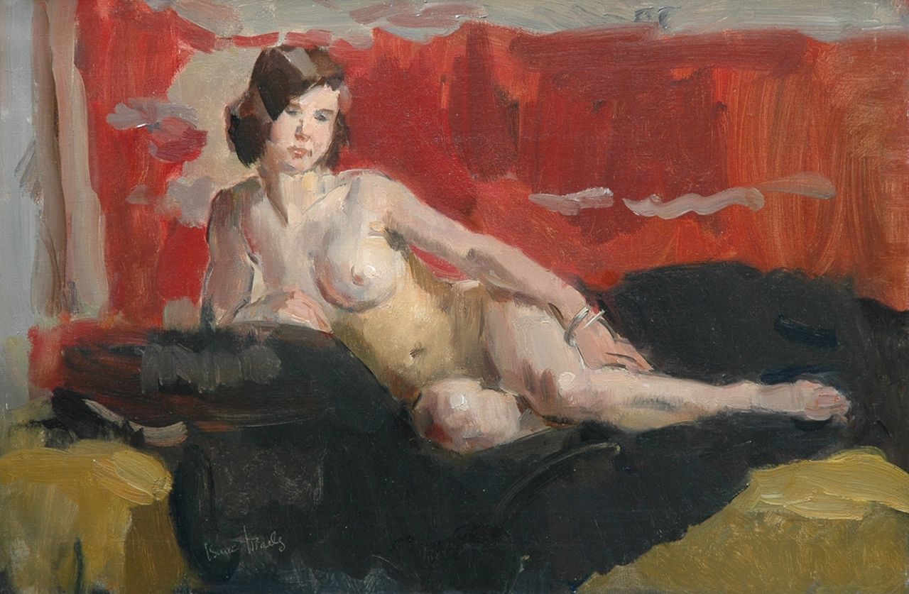 Israels I.L.  | 'Isaac' Lazarus Israels, A female nude, oil on canvas 40.0 x 60.3 cm, signed l.l.
