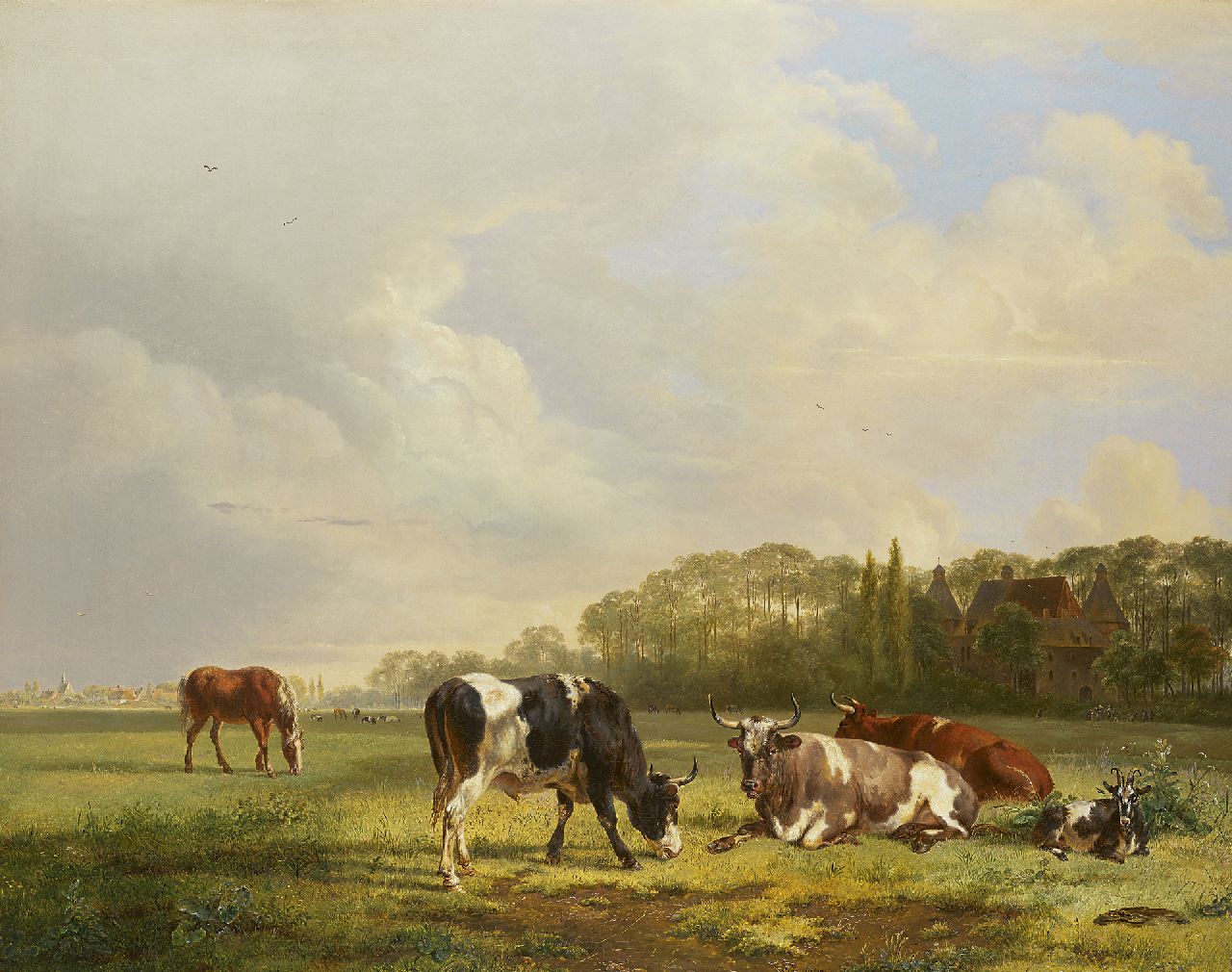 Os P.G. van | Pieter Gerardus van Os, Cattle at pasture, oil on canvas 69.7 x 88.0 cm, signed r.o.c. and dated 1834