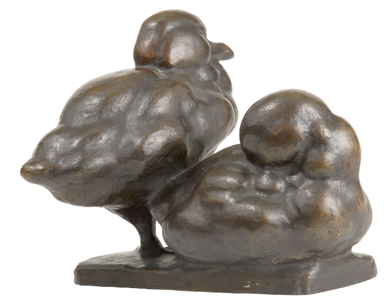 August Gaul | Two little swans, bronze, 22.7 x 27.0 cm, signed on the base
