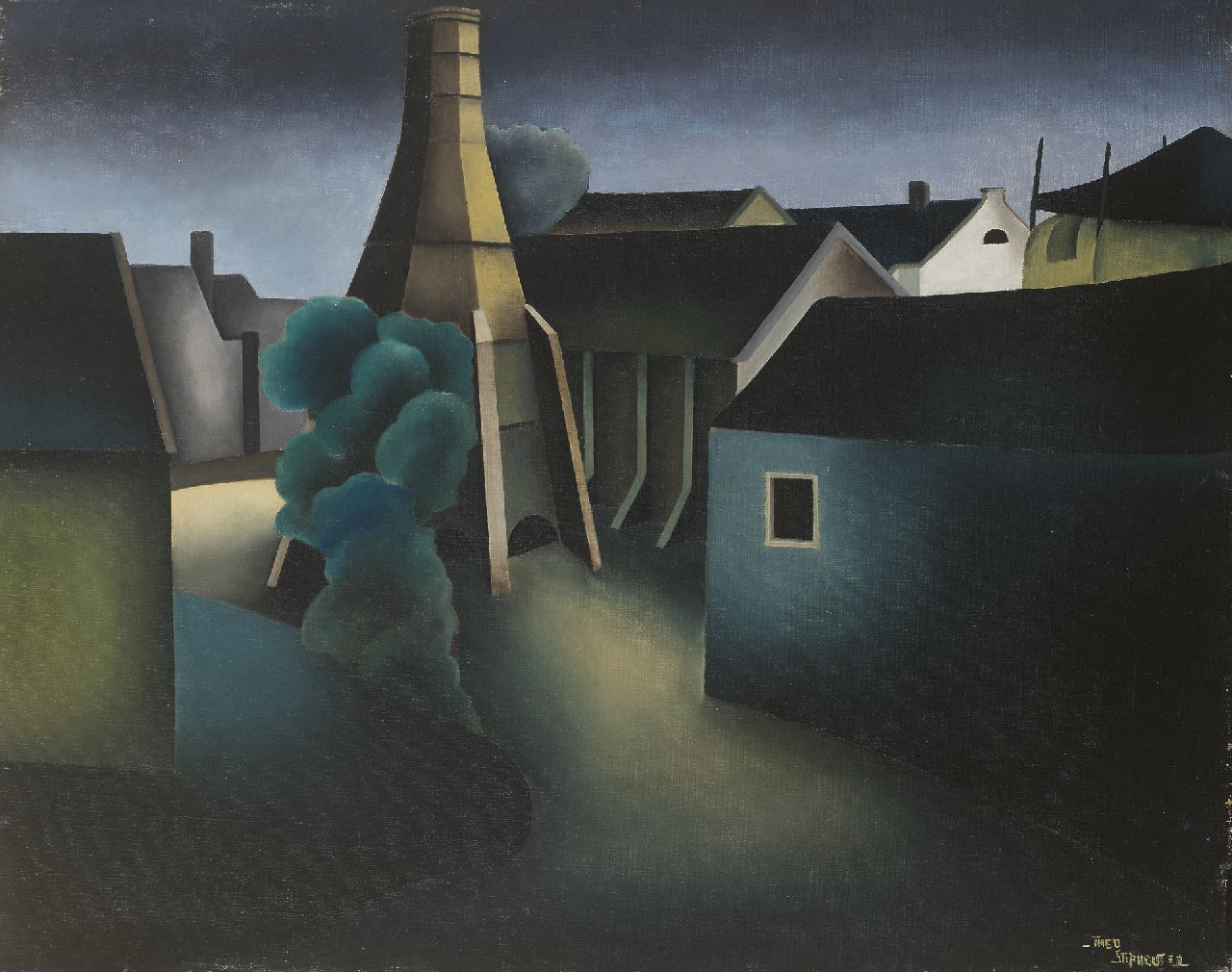 Stiphout T.G.W.  | Theodorus Gerardus Wilhelmus 'Theo' Stiphout, Limekiln and houses, oil on canvas 40.0 x 50.3 cm, signed l.r. and on the reverse and dated '33