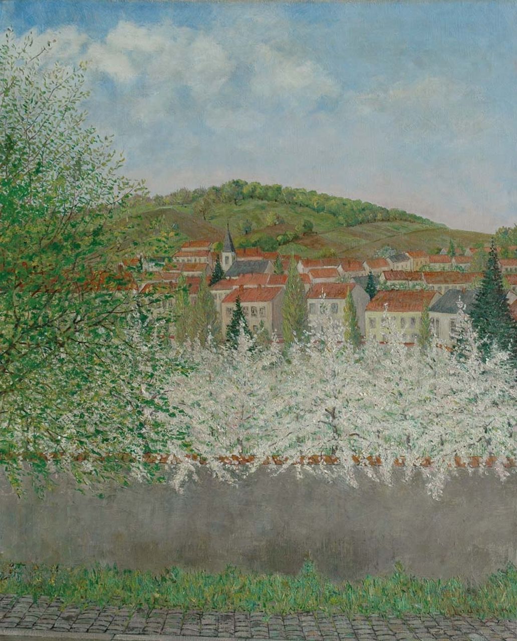 Lodeizen J.  | Johannes 'Jo' Lodeizen, View on a village in a hilly landscape, oil on canvas 80.4 x 65.2 cm, signed l.r.