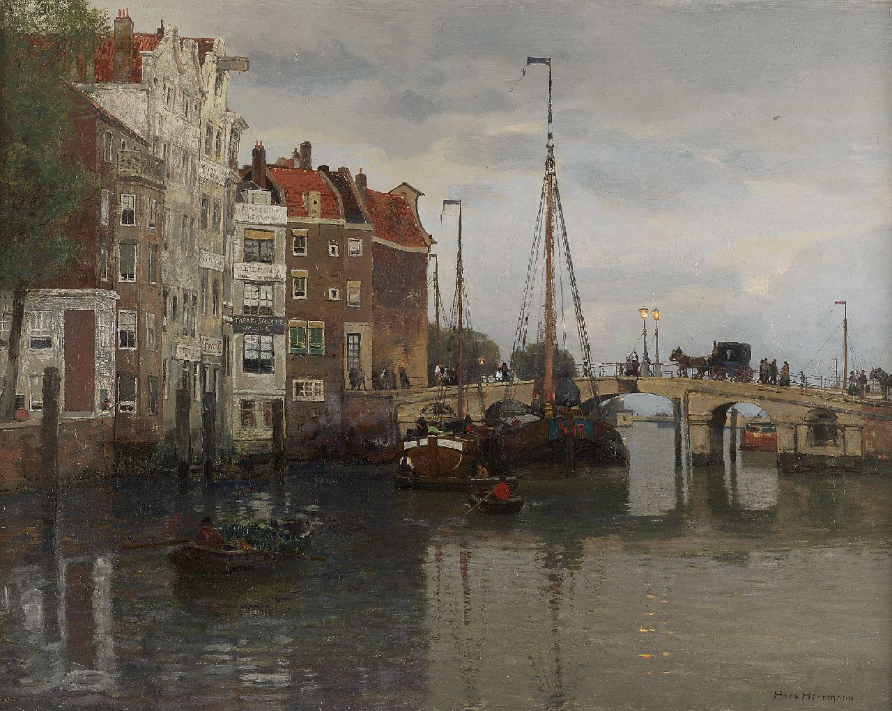 Herrmann J.E.R.  | Johann Emil Rudolf 'Hans' Herrmann, A view of a Dutch town, oil on canvas 49.0 x 60.0 cm, signed l.r.