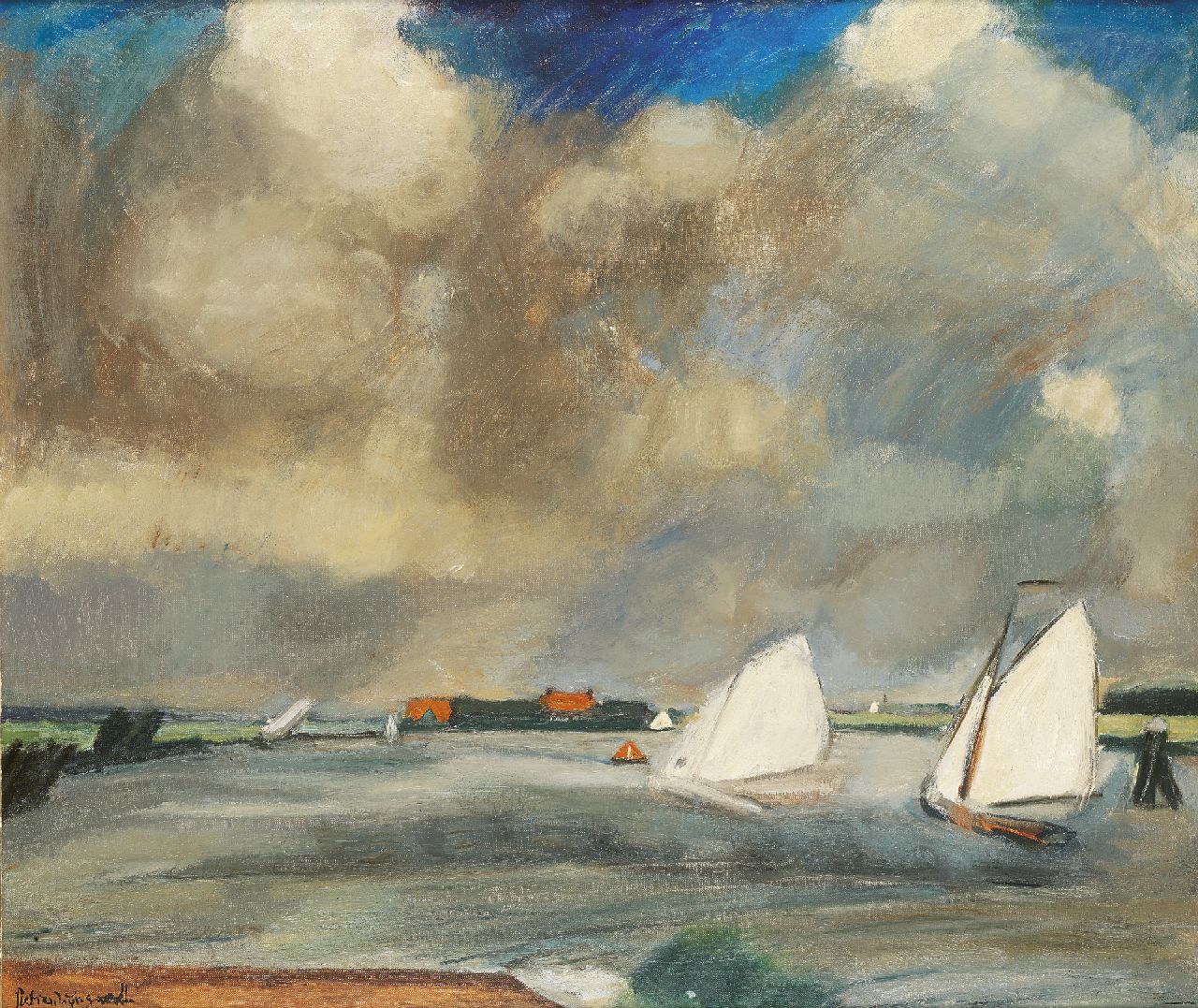 Wijngaerdt P.T. van | Petrus Theodorus 'Piet' van Wijngaerdt, The Nieuwe Meer near Amsterdam, oil on canvas 85.6 x 100.0 cm, signed l.l. and 2nd half 1920's