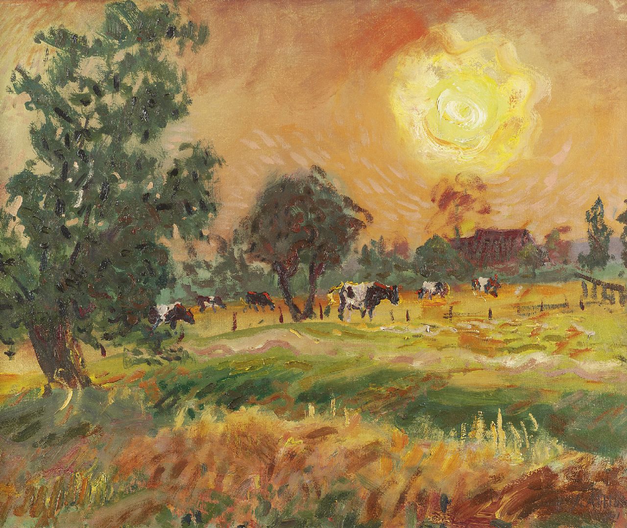 Altink J.  | Jan Altink, Cows in the evening sun, oil on canvas 50.0 x 60.3 cm, signed l.r. and dated '41