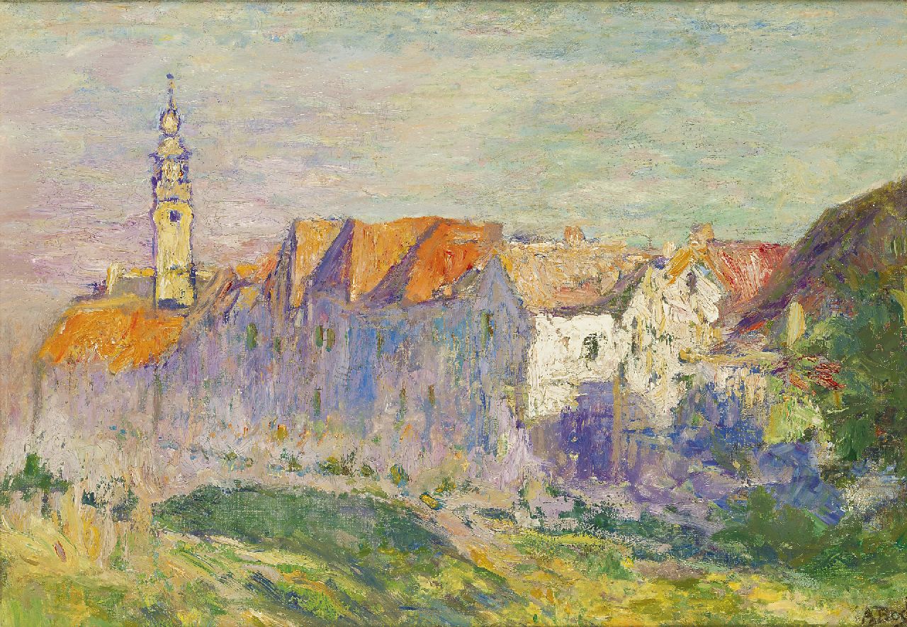 Boch R.-A.  | Rosalie-Anna 'Anna' Boch, View of Veere, Zeeland, oil on canvas laid down on board 38.6 x 53.5 cm, signed l.r. and painted ca. 1906