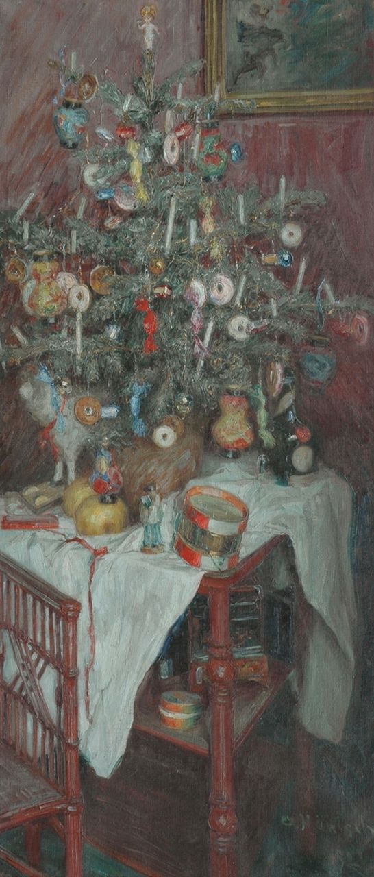 Hänisch A.  | Alois Hänisch, Christmas spirit, oil on canvas 108.4 x 47.5 cm, signed l.r. and dated 1921