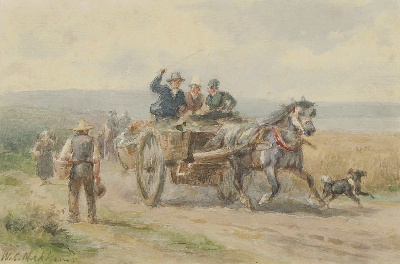 Nakken W.K.  | Willem Karel 'W.C.' Nakken, Going to the market, watercolour on paper 16.2 x 24.5 cm, signed l.l.