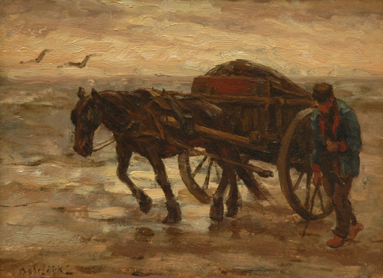 Bobeldijk F.  | Felicien Bobeldijk, Shell fisherman, oil on panel 16.8 x 22.8 cm, signed l.l.