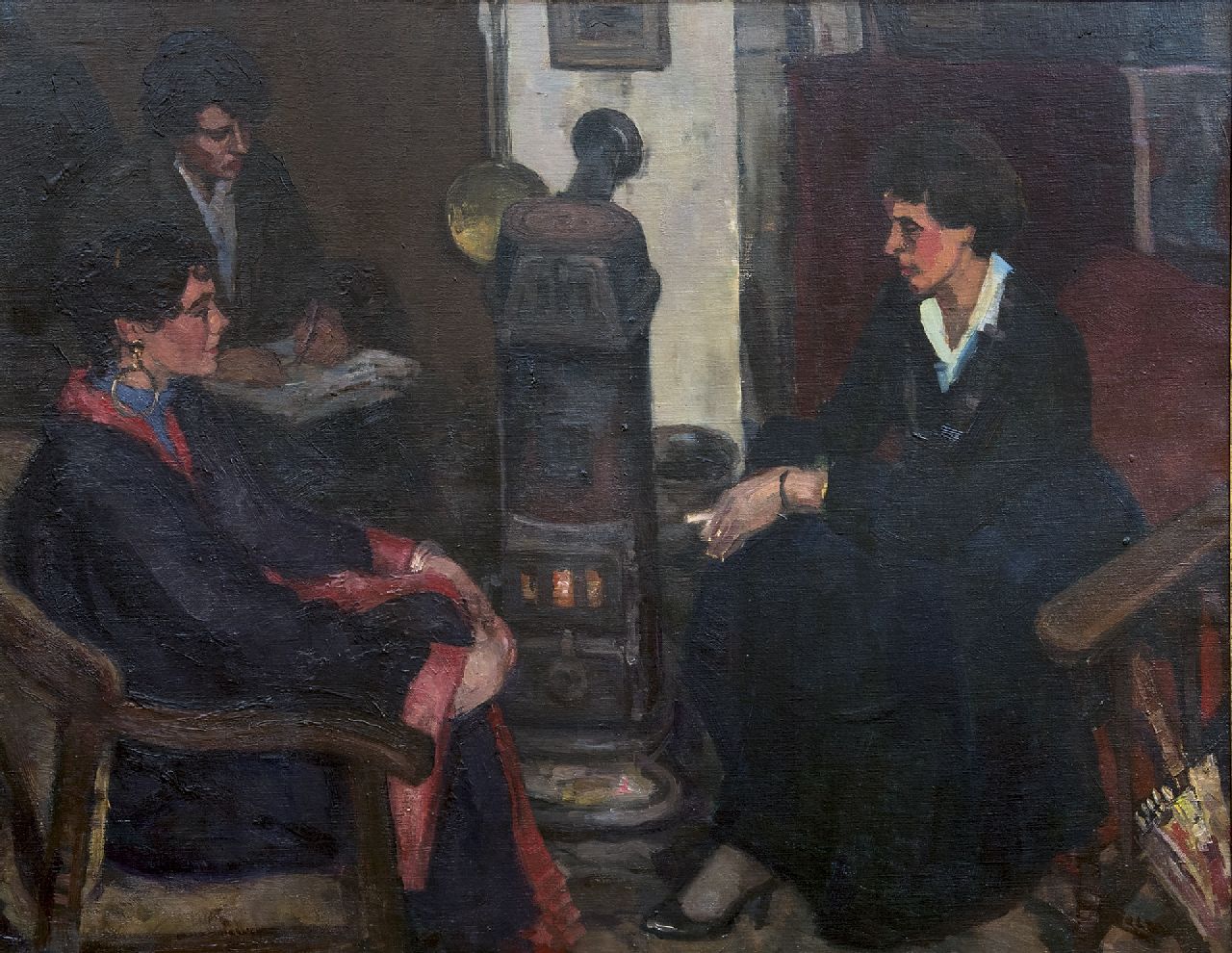 Noltee B.C.  | Bernardus Cornelis 'Cor' Noltee | Paintings offered for sale | Three women in the painter's studio, oil on canvas 70.7 x 90.4 cm, signed l.r.