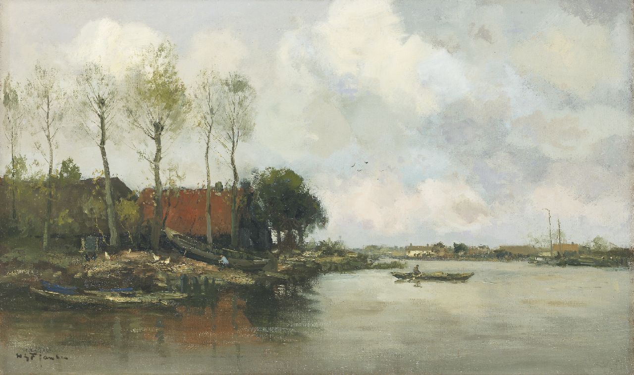 Jansen W.G.F.  | 'Willem' George Frederik Jansen, River view, oil on canvas 60.2 x 100.5 cm, signed l.l.