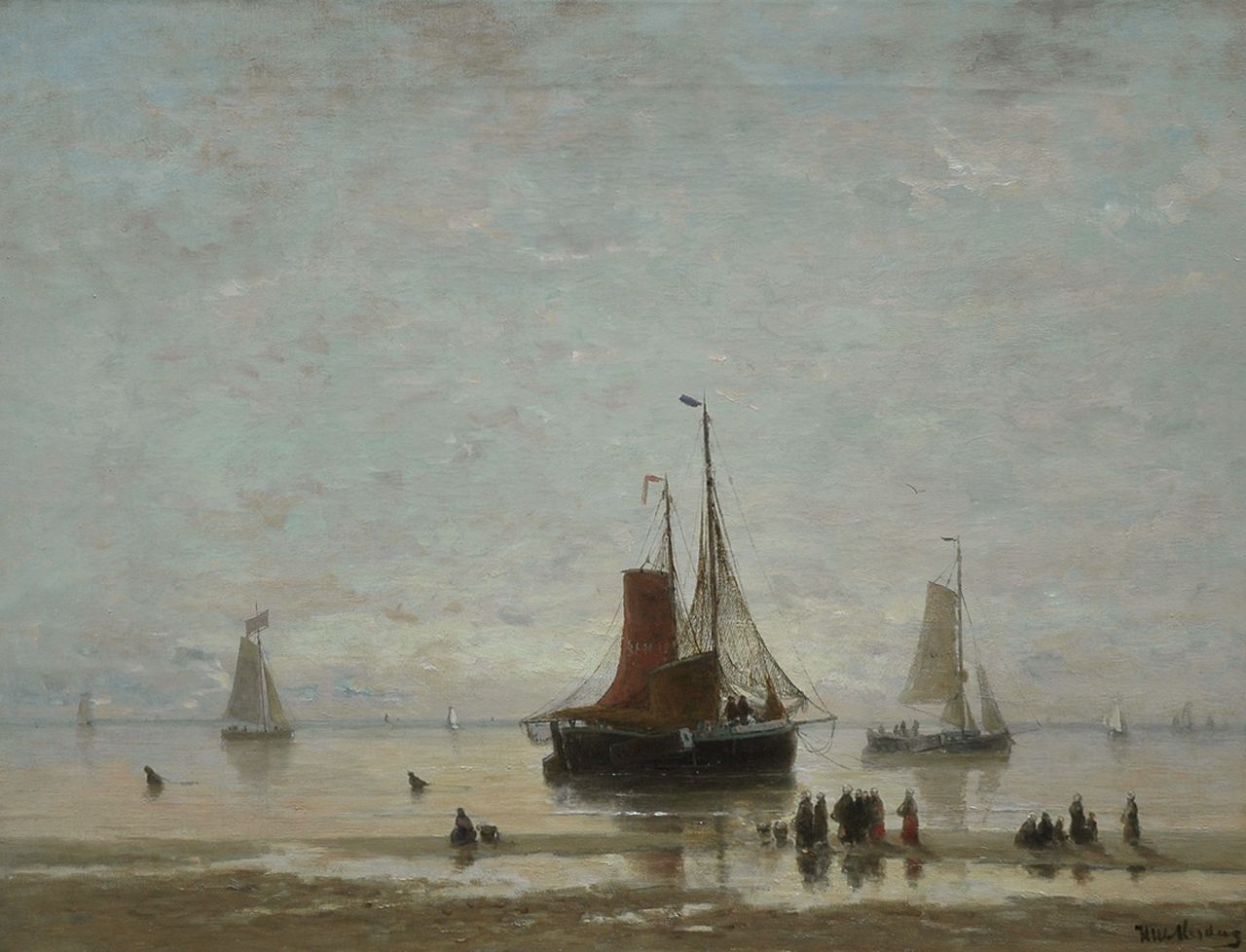 Mesdag H.W.  | Hendrik Willem Mesdag, Sailing boats at sunset, oil on canvas 60.5 x 80.7 cm, signed l.r.