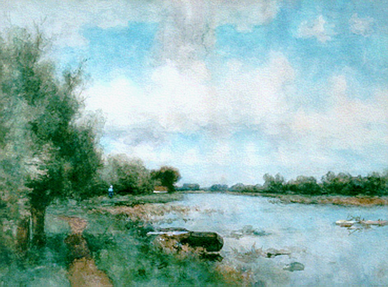 Bauffe V.  | Victor Bauffe, A river landscape, watercolour on paper 45.0 x 61.5 cm, signed l.l.