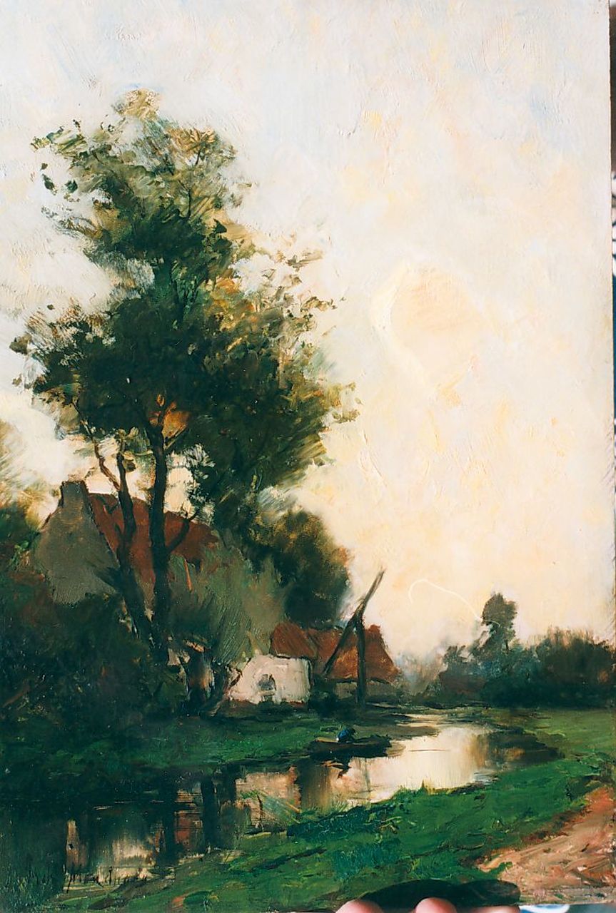 Mondriaan F.H.  | Frédéric Hendrik 'Frits' Mondriaan, Farm along a waterway, oil on panel 36.0 x 24.3 cm, signed l.l.