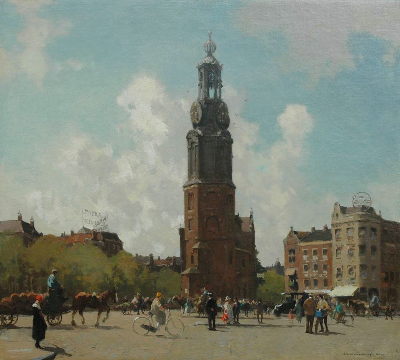 Vreedenburgh C.  | Cornelis Vreedenburgh, City life at the Munt, Amsterdam, oil on canvas 53.2 x 60.0 cm, signed l.r. and dated 1924