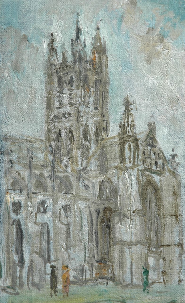 Stanley Grayson | Canterbury Cathedral, oil on painter's board, 21.5 x 12.7 cm