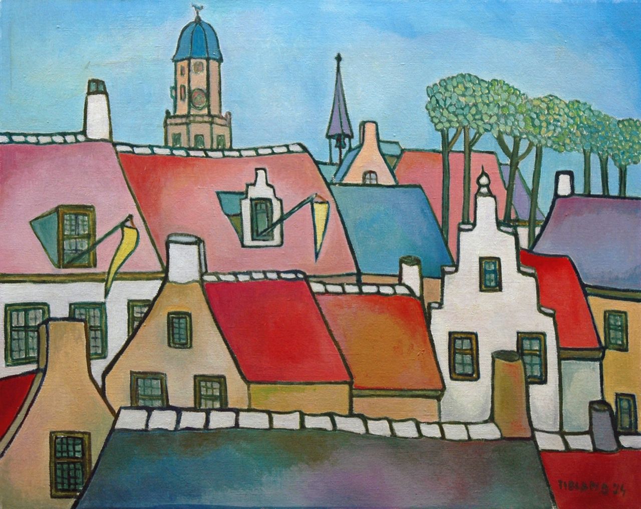 Toon Tieland | City view, oil on canvas, 40.0 x 50.0 cm, signed l.r. and dated '74