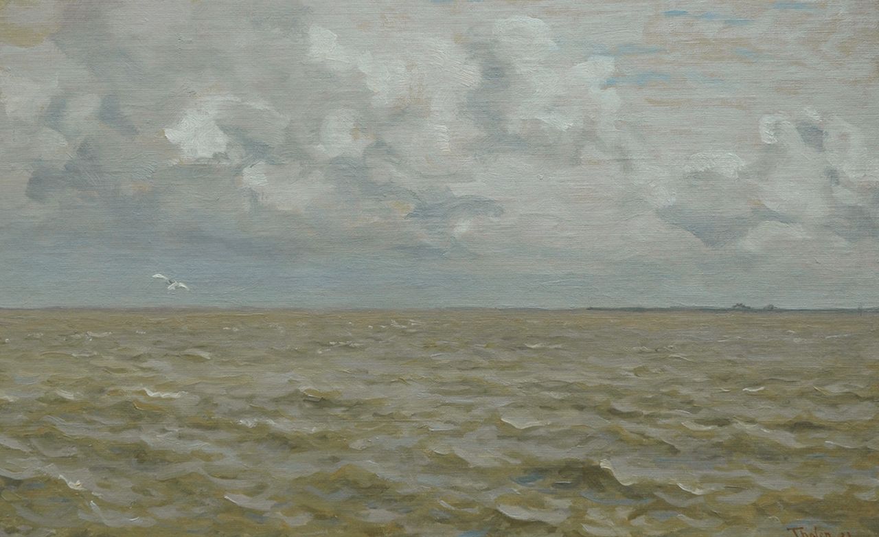 Tholen W.B.  | Willem Bastiaan Tholen, Open water, oil on canvas laid down on panel 32.4 x 51.1 cm, signed l.r. and dated '21