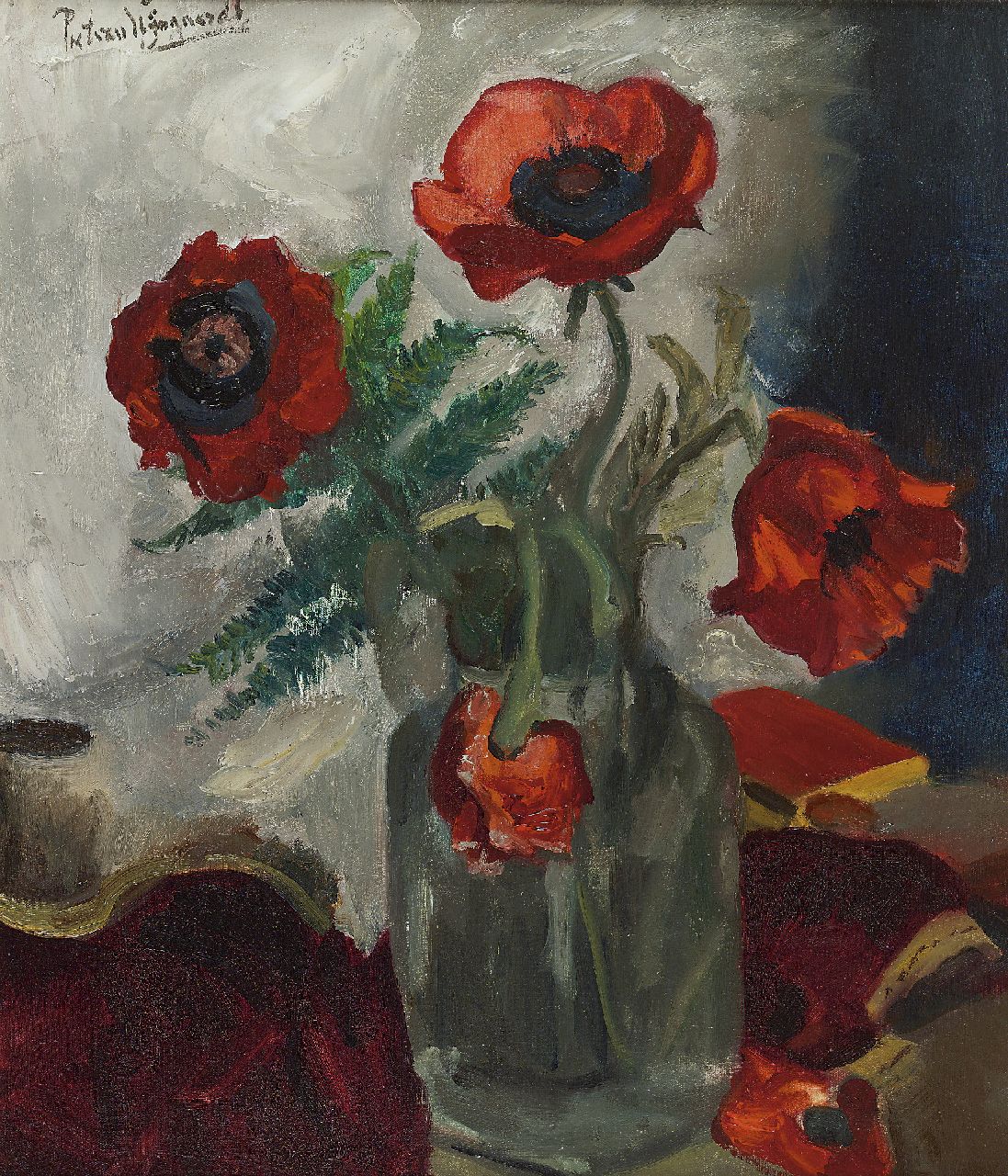 Wijngaerdt P.T. van | Petrus Theodorus 'Piet' van Wijngaerdt, Poppies, oil on canvas 80.0 x 68.2 cm, signed u.l.