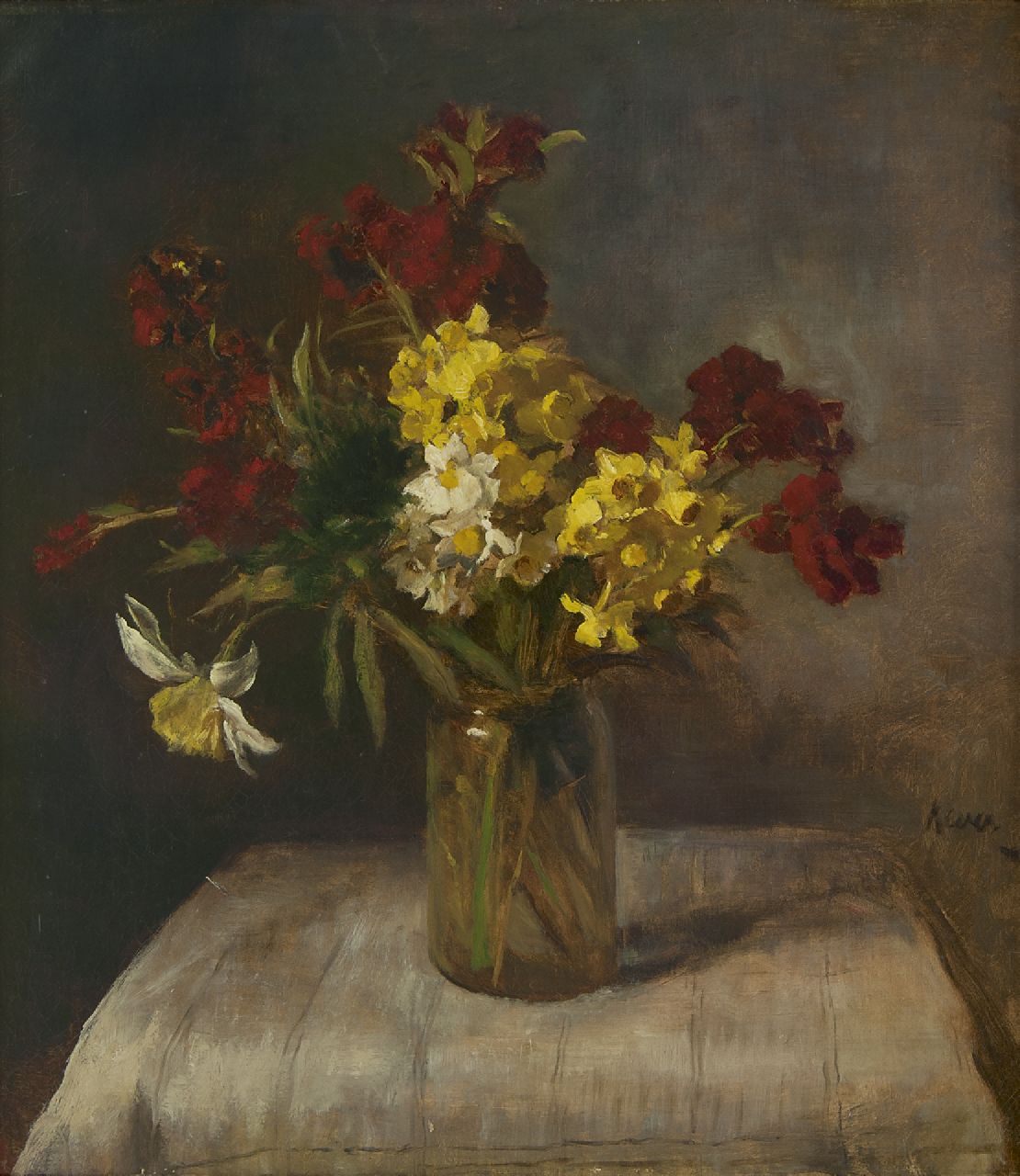 Kever J.S.H.  | Jacob Simon Hendrik 'Hein' Kever, A still life of flowers, oil on canvas 53.5 x 47.2 cm, signed r.c.