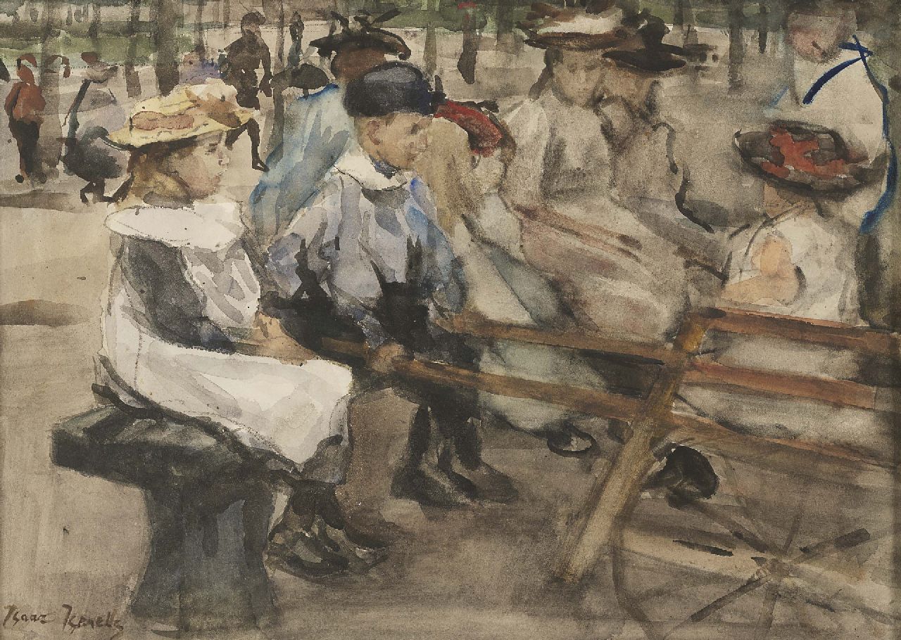 Israels I.L.  | 'Isaac' Lazarus Israels, Children in the park, watercolour on paper 25.5 x 35.5 cm, gesigneerd linksonder  (versterkt) and ca. 1895