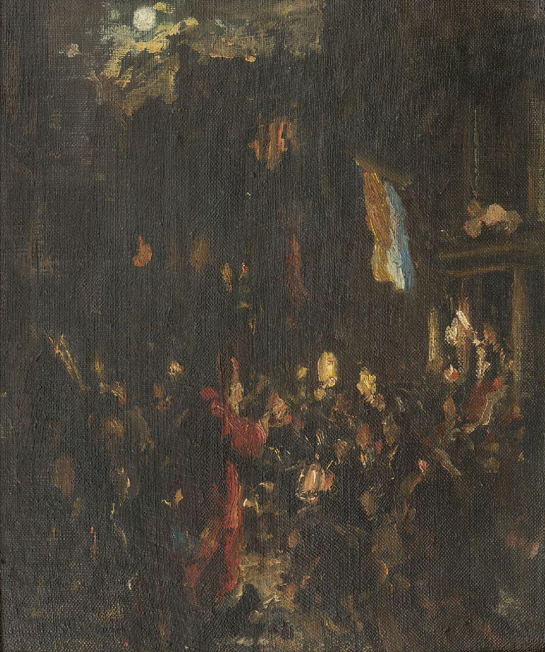 Staller G.J.  | Gerard Johan Staller | Paintings offered for sale | Celebrating Sint Nicolaas in Amsterdam, oil on canvas laid down on board 29.4 x 25.0 cm, signed l.l.