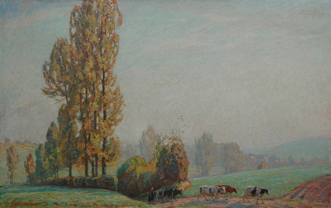 Meijer J.  | Johannes 'Johan' Meijer, Autumn morning, oil on canvas 64.3 x 100.3 cm, signed l.l.