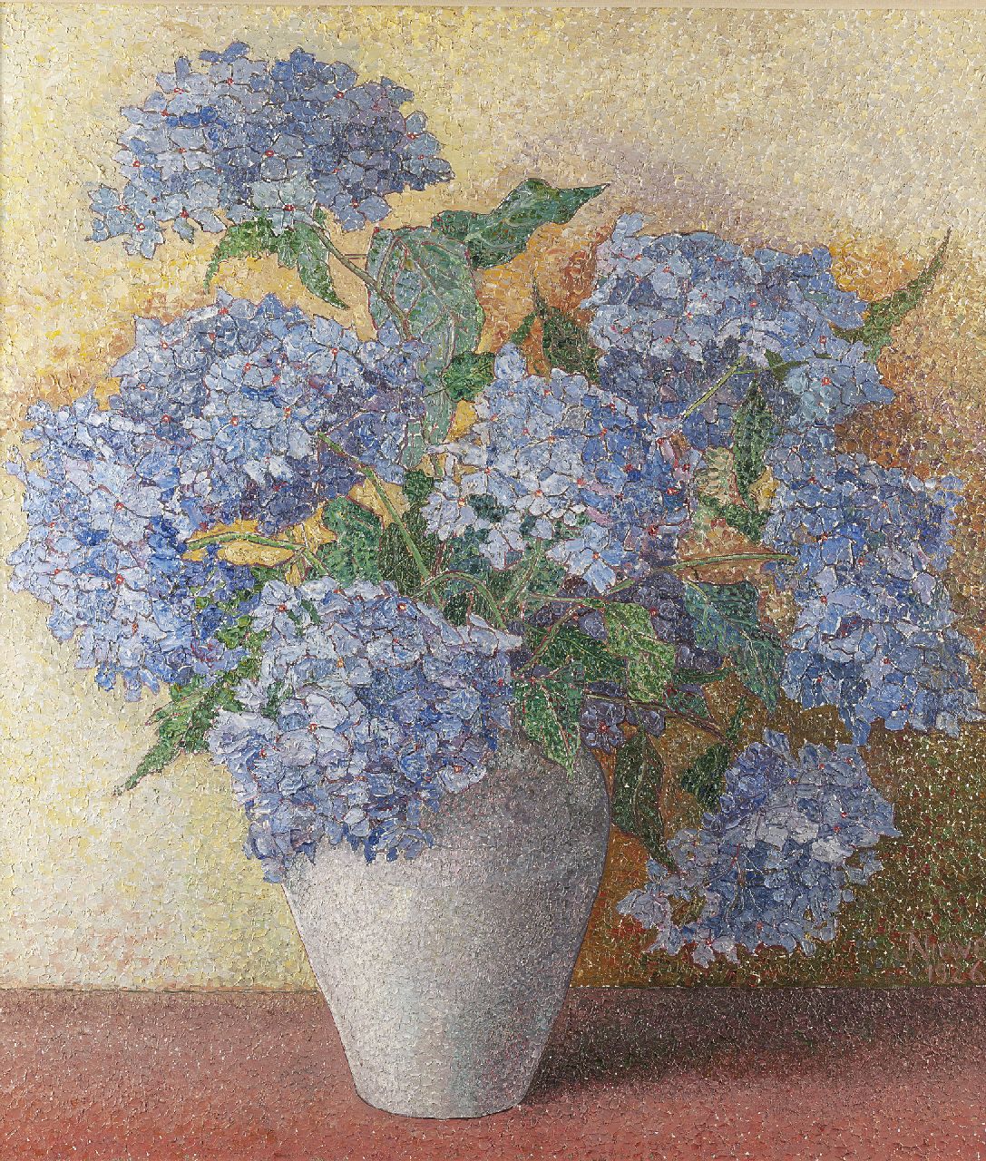 Nieweg J.  | Jakob Nieweg, Hortensia, oil on canvas 85.5 x 75.0 cm, signed l.r. and dated 1926