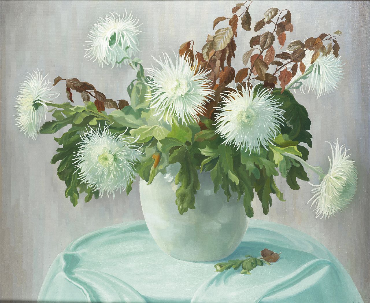 Smorenberg D.  | Dirk Smorenberg, Chrysanteum, oil on canvas 100.2 x 120.0 cm, signed l.r.