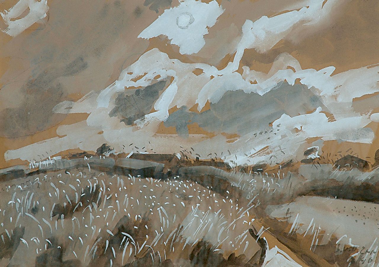 Zee J. van der | Jan van der Zee, Landscape with farms, gouache on paper 41.5 x 58.5 cm, signed l.r. and dated '46 Zee J. van der | Jan van der Zee, Landscape with farms, gouache on paper 41.5 x 58.5 cm, signed l.r. and dated '46