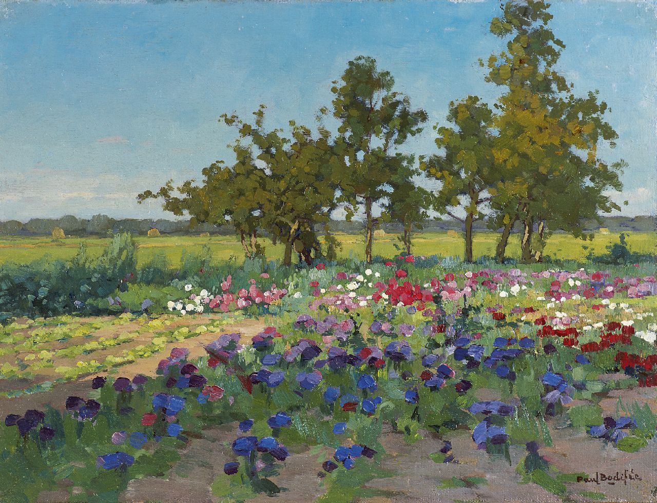 Bodifée J.P.P.  | Johannes Petrus Paulus 'Paul' Bodifée, A field of flowers, oil on canvas laid down on board 25.5 x 33.2 cm, signed l.r.