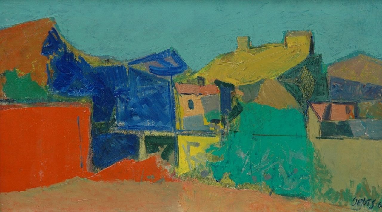 Oepts W.A.  | Willem Anthonie 'Wim' Oepts, Houses, oil on canvas 24.2 x 40.9 cm, signed l.r. and dated '61