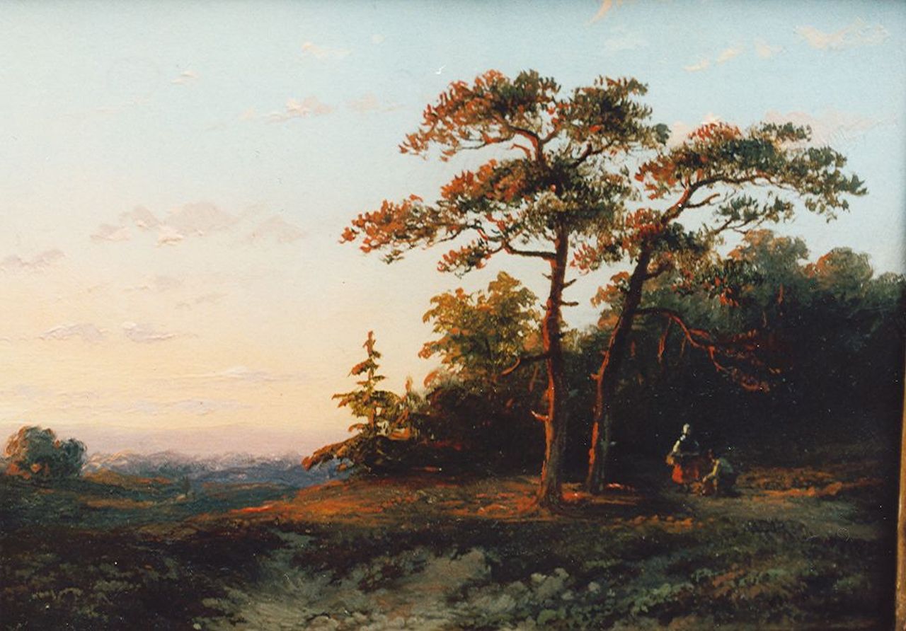 Wijngaerdt A.J. van | Anthonie Jacobus van Wijngaerdt, A forest landscape, oil on panel 11.5 x 16.0 cm, signed l.l. and dated 1846