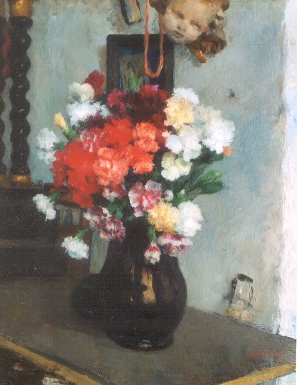 Vaes W.  | Walter Vaes, Carnations, oil on canvas 49.9 x 39.9 cm, signed l.r.