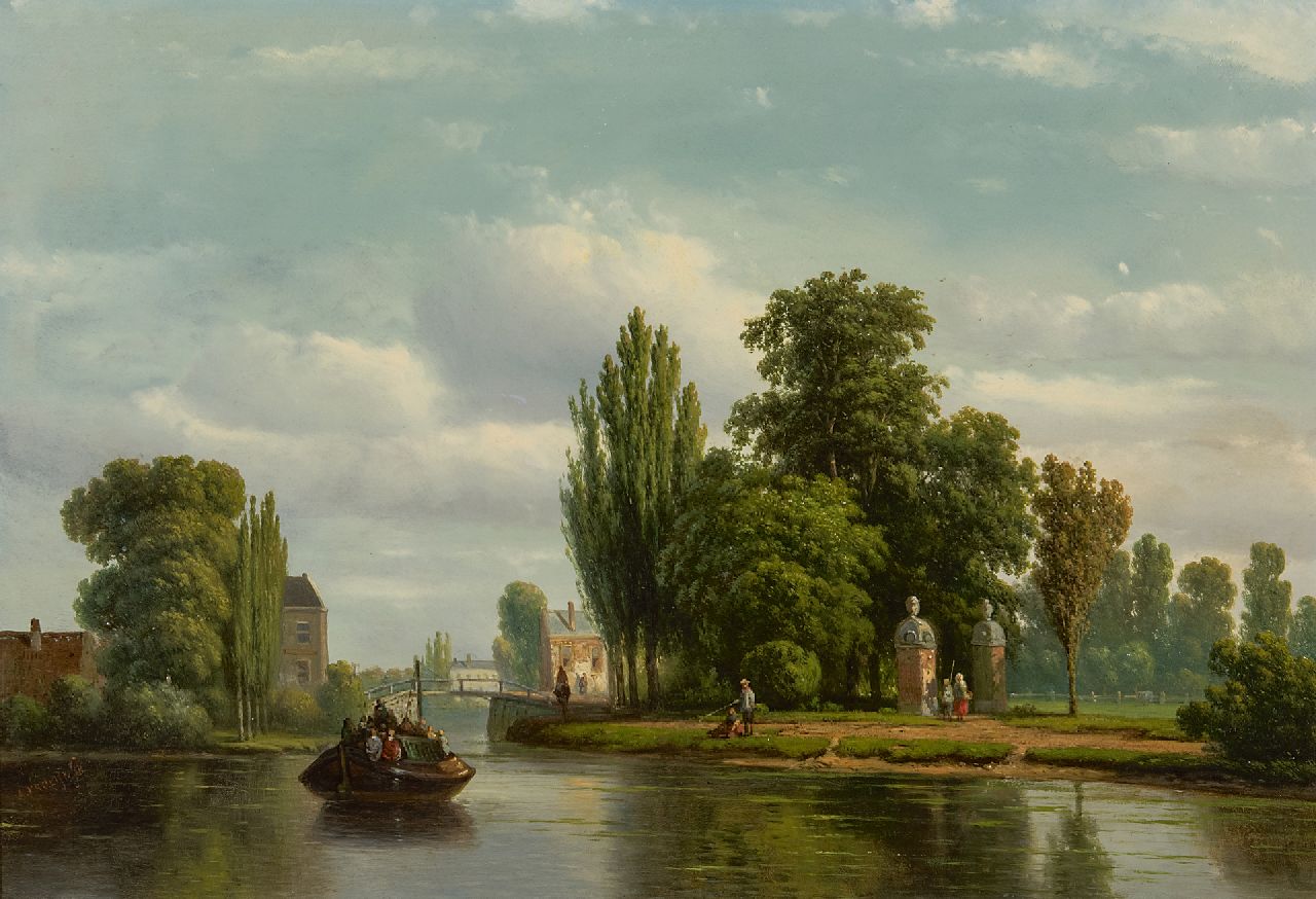 Vrolijk J.A.  | Jacobus 'Adriaan' Vrolijk | Paintings offered for sale | A summer view of the Vecht river, oil on panel 28.5 x 41.0 cm, signed l.l. and dated '58