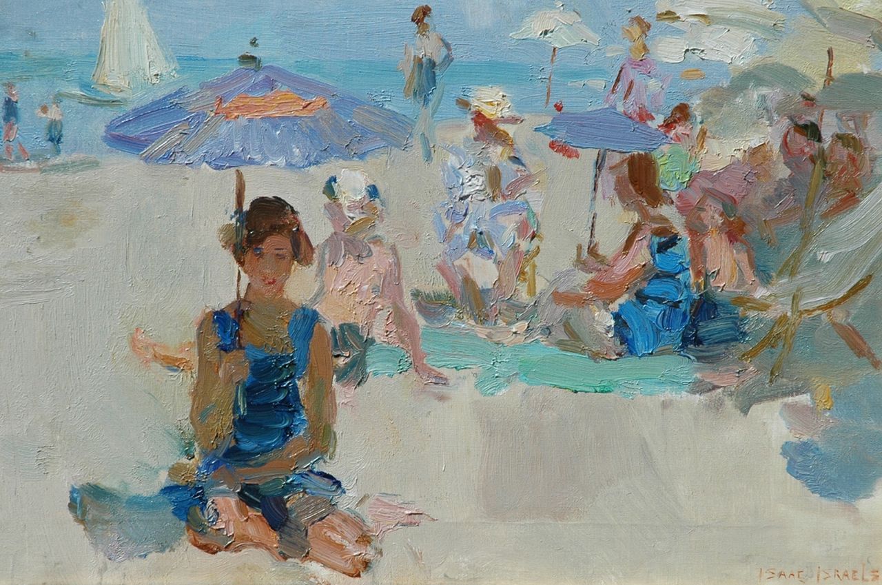 Israels I.L.  | 'Isaac' Lazarus Israels, A sunny day on the beach at Viareggio, oil on canvas 37.2 x 54.1 cm, signed l.r.
