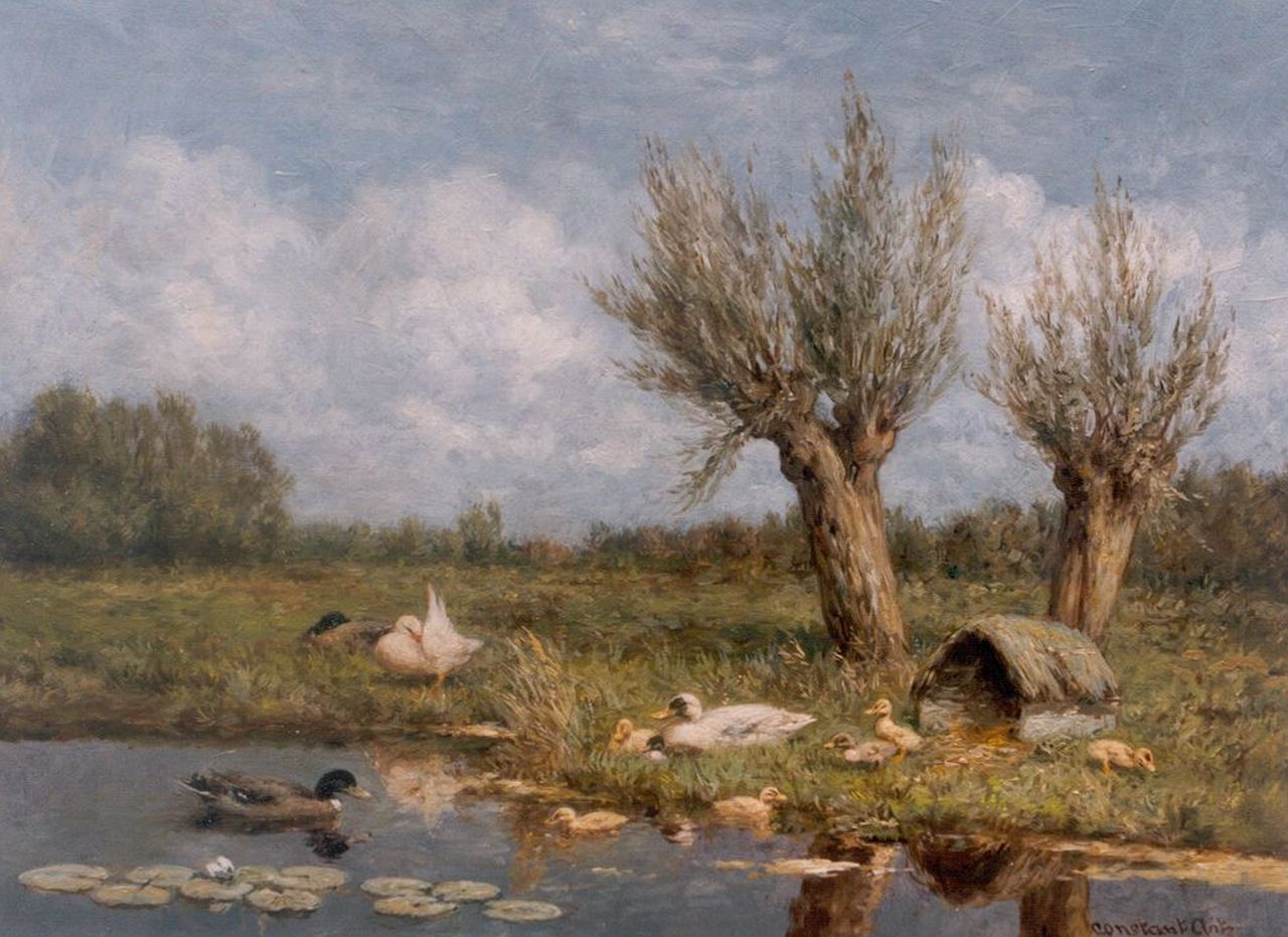 Artz C.D.L.  | 'Constant' David Ludovic Artz, Ducks in a polder landscape, oil on canvas 30.0 x 40.0 cm, signed l.r.