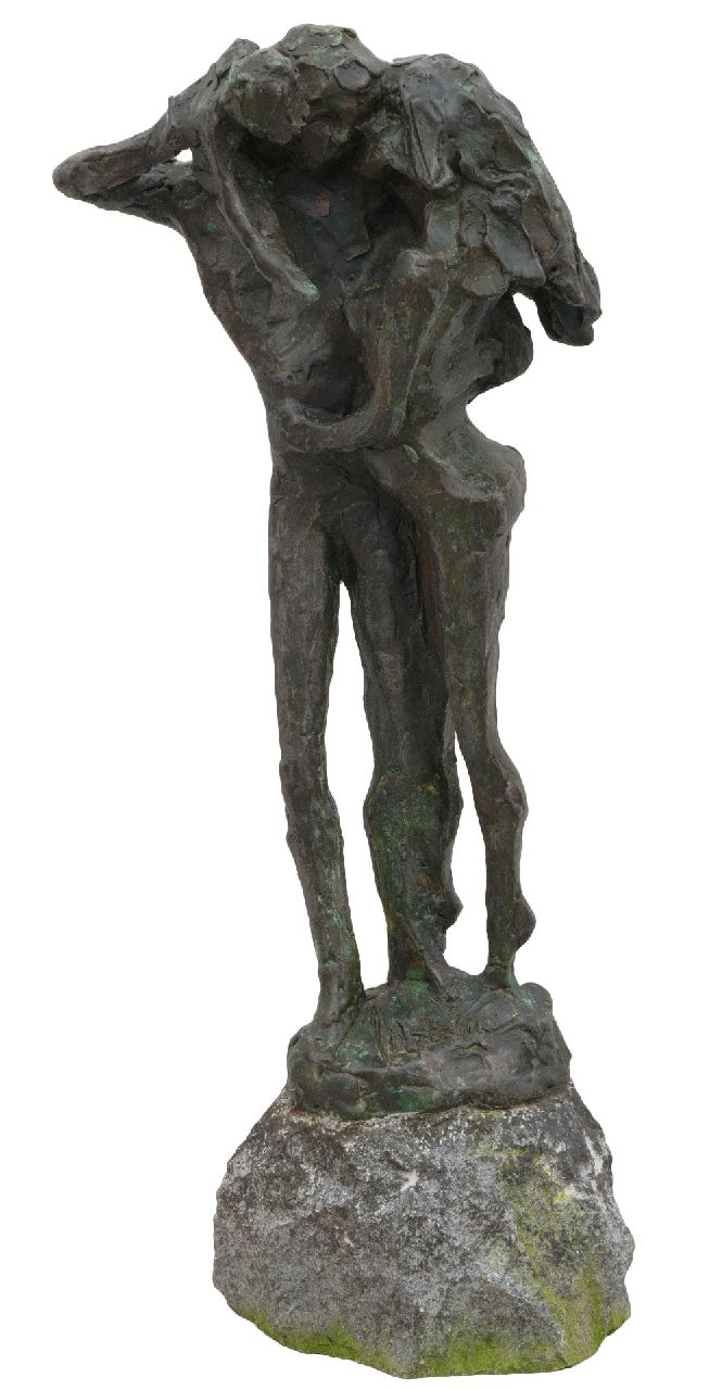 Bakker W.F.  | Willem Frederik 'Jits' Bakker | Sculptures and objects offered for sale | A happy family, bronze 51.7 x 20.5 cm, signed on the base