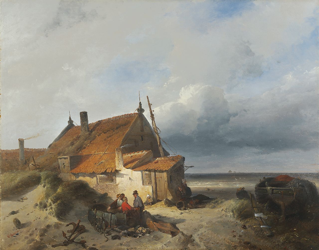 Rochussen Ch.  | Charles Rochussen, Fisherman's cottage in the dunes, oil on panel 48.0 x 60.5 cm, signed l.l. and dated '40