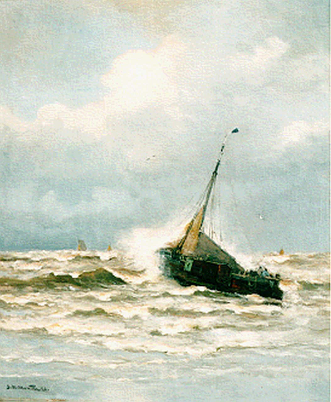 Munthe G.A.L.  | Gerhard Arij Ludwig 'Morgenstjerne' Munthe, A boat in the surf, oil on canvas 75.6 x 63.5 cm, signed l.l. and dated '26