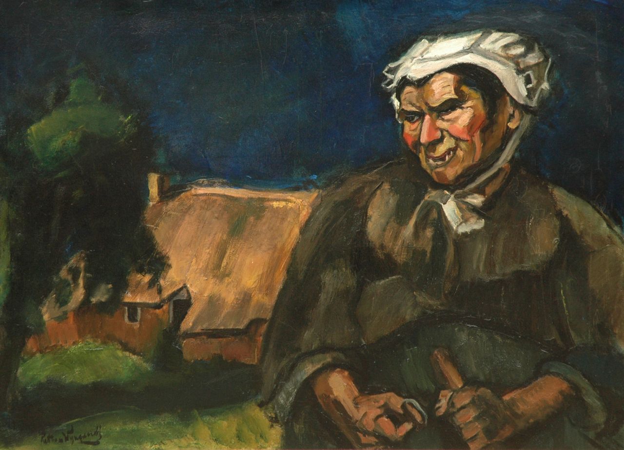 Wijngaerdt P.T. van | Petrus Theodorus 'Piet' van Wijngaerdt | Paintings offered for sale | A farmer's wife (Heeze), oil on canvas 88.0 x 120.0 cm, signed l.l.