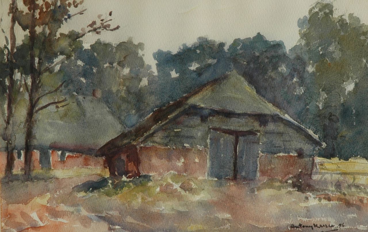 Keizer A.  | Antonius Albert Keizer | Watercolours and drawings offered for sale | Farmstead, Zweeloo, watercolour on paper 38.0 x 56.8 cm, signed l.r. and dated '56