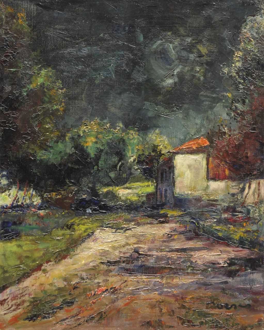 Doeser J.J.  | 'Jacobus' Johannes Doeser, Cottage in a forest, oil on canvas 50.4 x 40.4 cm, signed l.r.