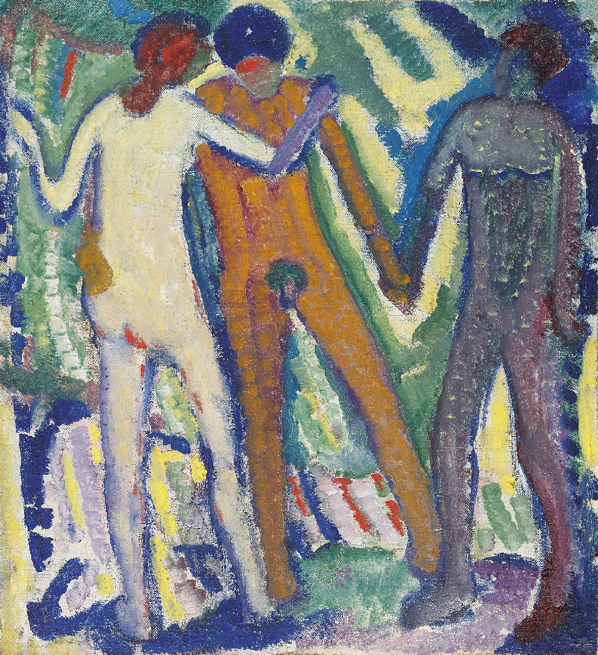 Schwarz S.  | Samuel 'Mommie' Schwarz, Three figures, oil on canvas 42.2 x 37.5 cm, painted circa 1912-1913