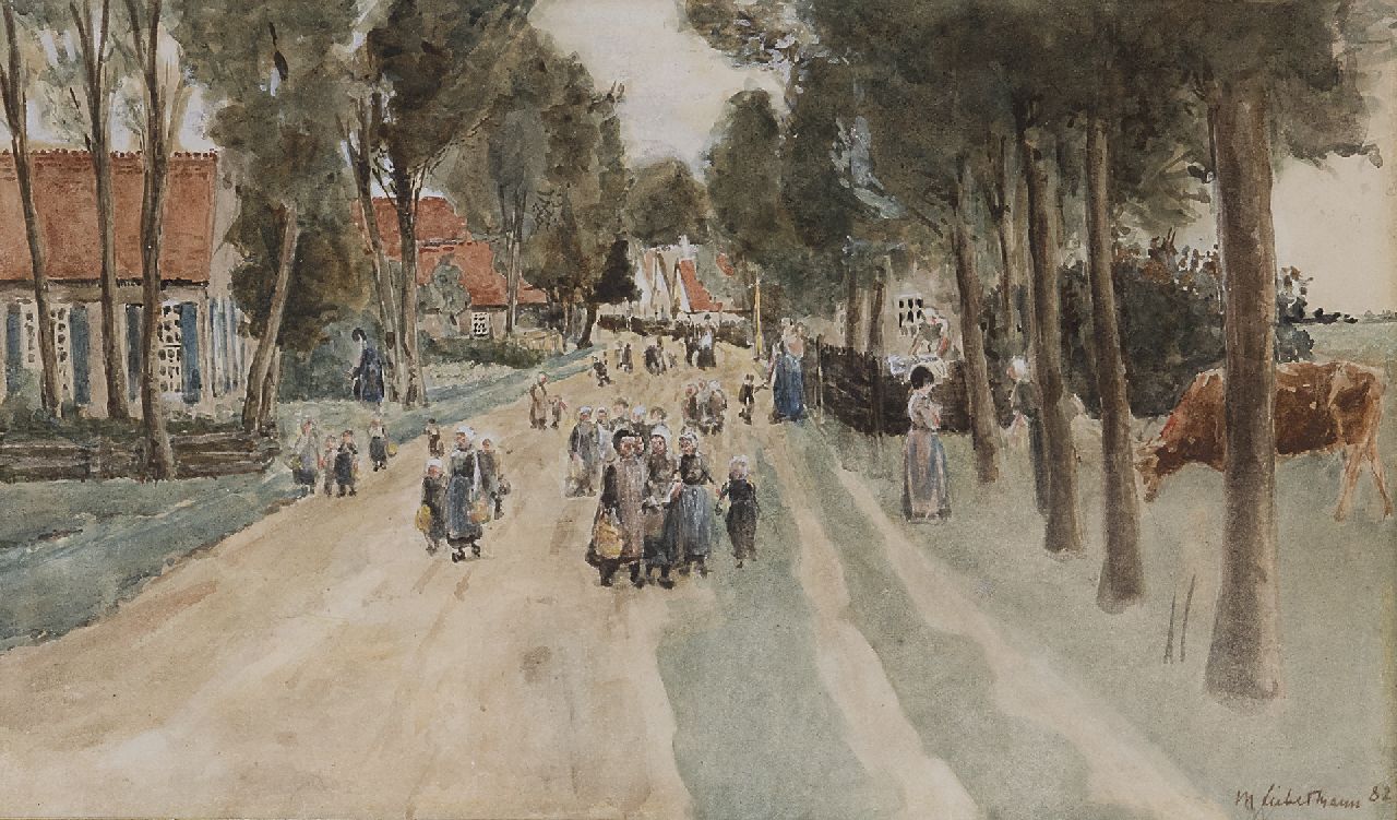 Liebermann M.  | Max Liebermann, A village street in Holland, watercolour on paper 18.3 x 29.7 cm, signed l.r. and dated '82