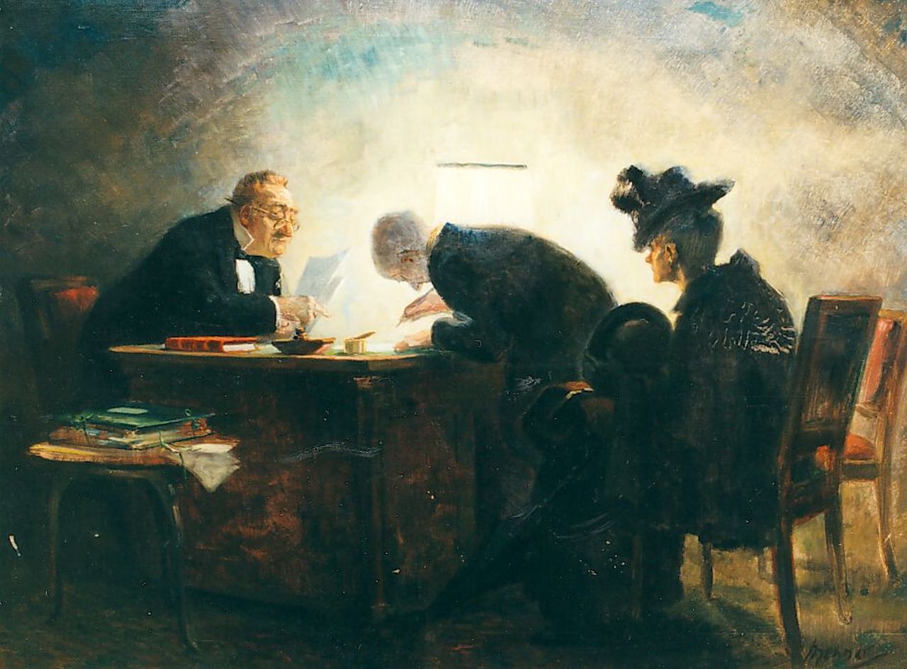 Menno Meeteren-Brouwer | The notary, oil on canvas, 55.5 x 75.2 cm, signed l.r.