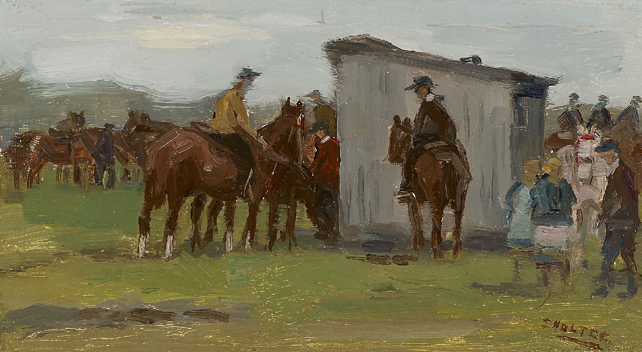 Noltee B.C.  | Bernardus Cornelis 'Cor' Noltee, Horse show, Dordrecht, oil on board 12.8 x 23.0 cm, signed l.r.