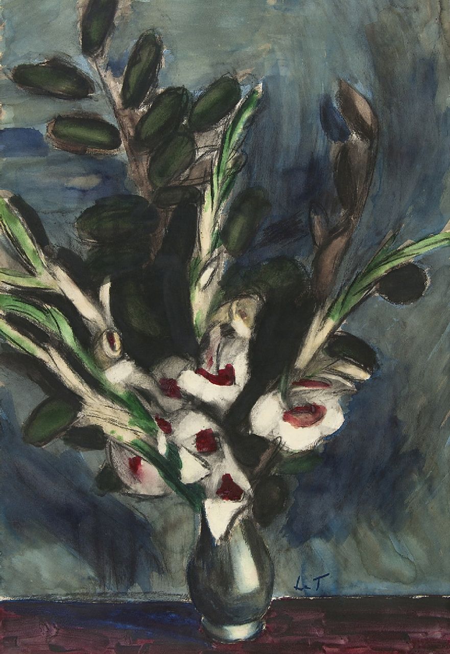 Henri Le Fauconnier | Sword lilies, black chalk and watercolour on paper, 99.1 x 68.4 cm, signed l.r. with initials