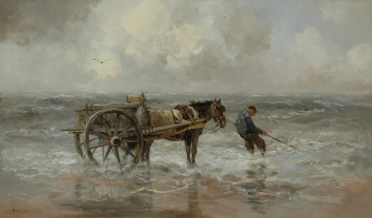 Jansen W.G.F.  | 'Willem' George Frederik Jansen, Shell fisherman, oil on canvas 60.0 x 104.0 cm, signed l.l.